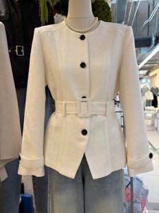 新款 欧货26春季 V领收腰系带气质显瘦百搭上衣外套9096 现货