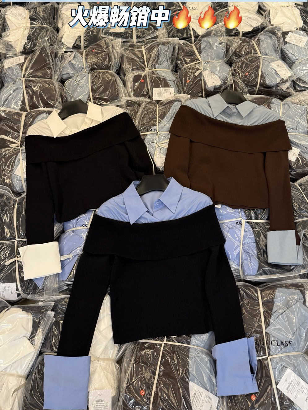 欧货25秋新法式假两件衬衫