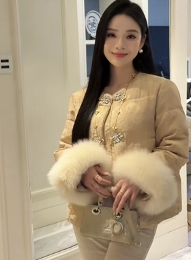 【现货】1777冬季狐狸毛袖口羽绒服外套女设计感洋气羽绒服上衣冬