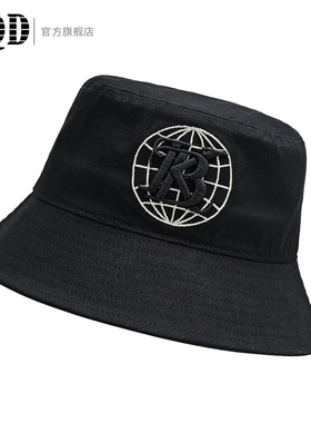 香港SQD渔夫帽男夏季薄款休闲百搭帽子ins黑色刺绣简约遮阳盆帽