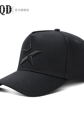 新款经典高顶黑色星形刺绣棒球帽男四季显脸小鸭舌帽休闲简约帽子