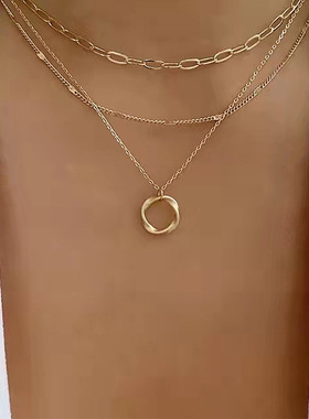 Fashion Multi-Layer Chunky Chain Clavicle Necklace, Alloy