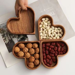 Heart-Shaped Wooden Candy Tray | Stackable Dried Fruit Box