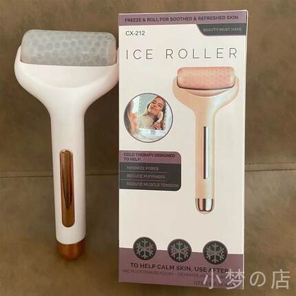 Face Roller Pink Cool Ice Roller Massager for Anti Puffiness