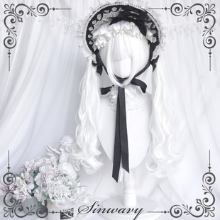 斯万家-哥特lo白色加卷卷双马尾洛丽塔长卷发假发-|遗弃兔|