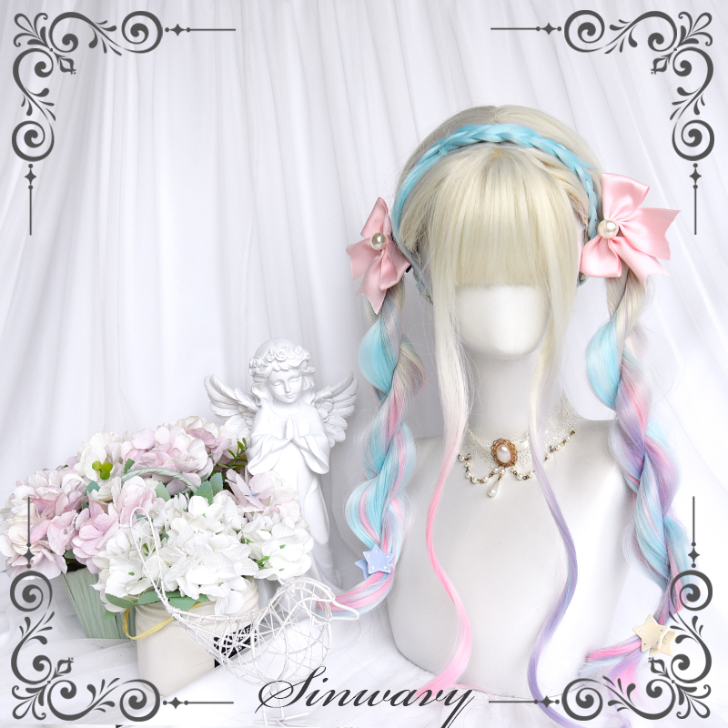 长卷发梦幻粉蓝紫色甜嗞lolita