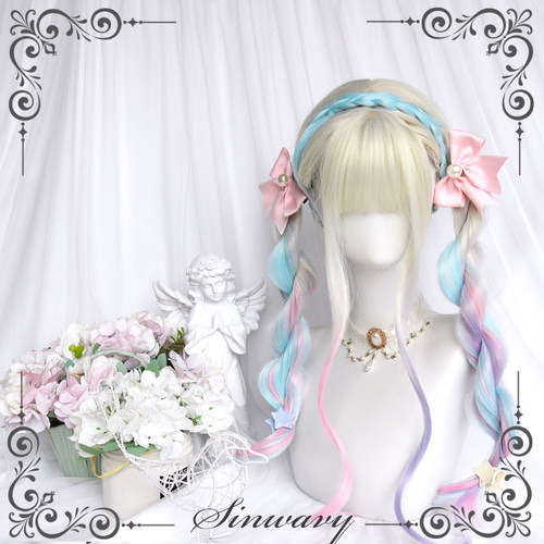 长卷发梦幻粉蓝紫色甜嗞lolita