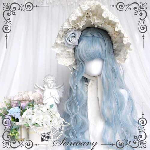 冰蓝色lolita玩偶感梦幻羊毛卷
