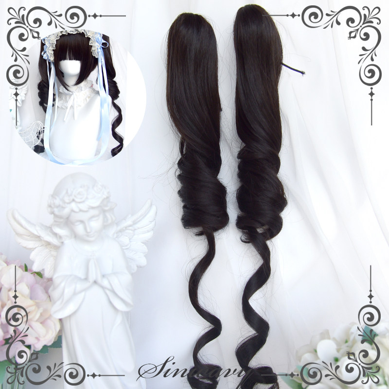 thumbnail for [Natural Black Ponytail Collection] Cute Lolita Wig Short Hair + Double Ponytail Wig with Tiger's Mouth Clip