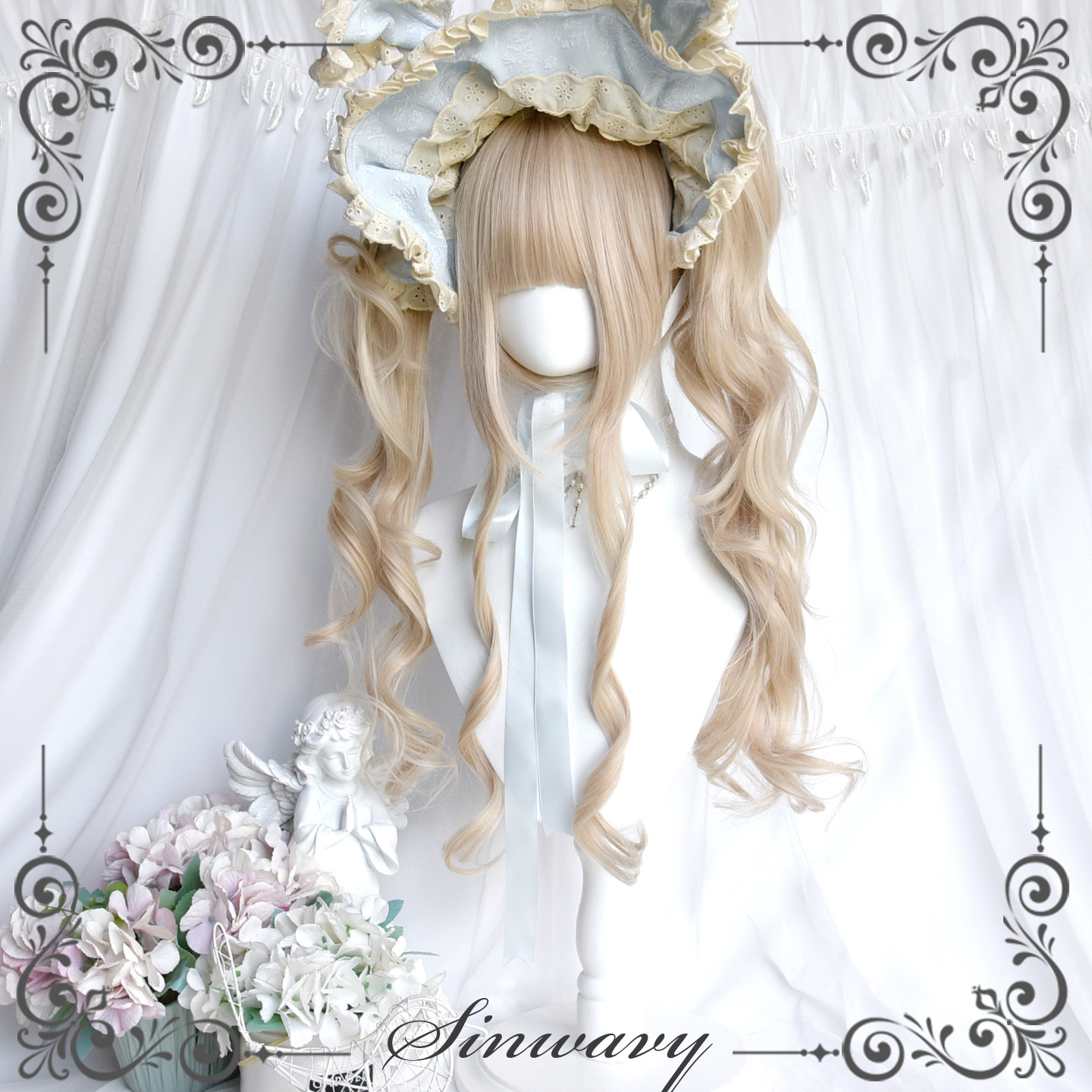 斯万家-可爱洛丽塔卷发双马尾卷古早浅珍珠米色lo假发-|庆典师|
