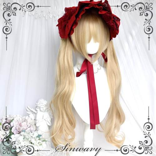 lolita金色双马尾卷发假发