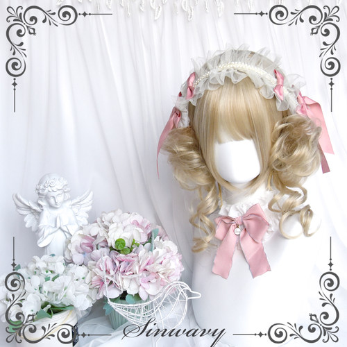 中华风金色洛丽塔龙须丸子头假发