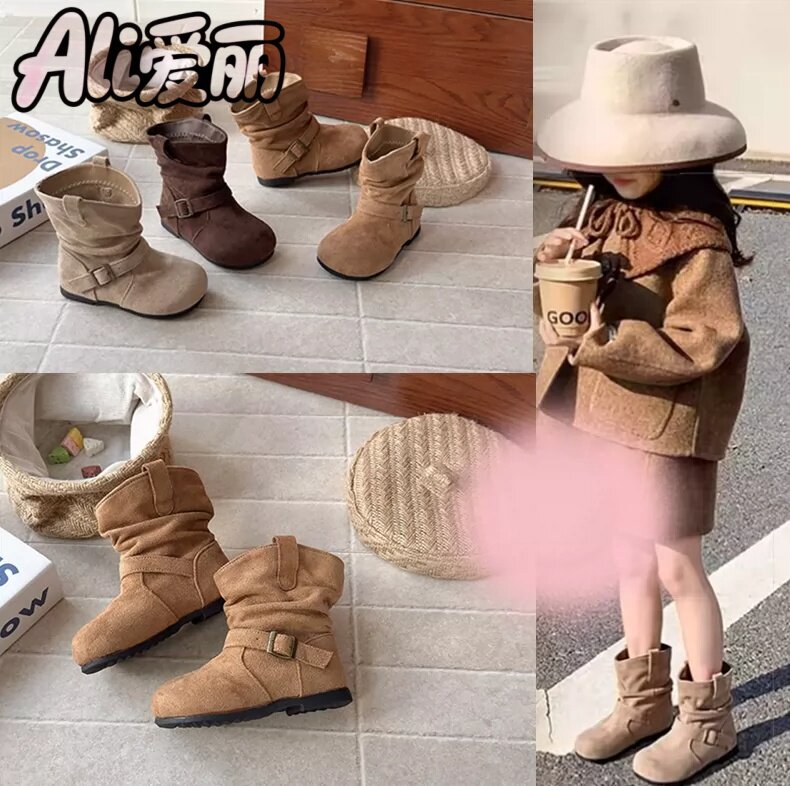 美拉德加绒女童堆堆短靴冬季保暖