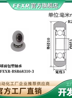 FEXR圆弧R型外球面包塑轴承BSR68310-3家具展柜小滑轮移门窗滚轮