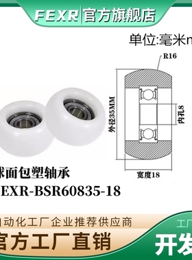 FEXR圆弧R型外球面包塑轴承BSR60835-18家具展柜小滑轮移门窗滚轮