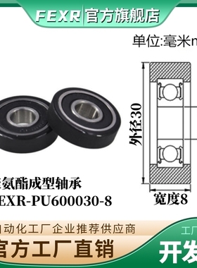 FEXR-PU600030-8聚氨酯包胶轴承滑轮PU滚轮导向轮橡胶轮导向轮