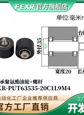 带螺杆聚氨酯双轴承滚轮PUT63535-20C1L9M4锂电池输送带悬臂滑轮