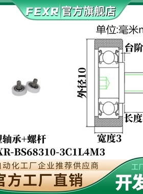 工厂直营BS68310-3C1L4M3不锈钢螺杆包塑轴承包POM滑轮尼龙滚轮