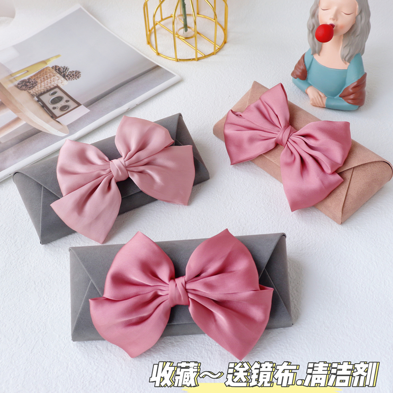 少女心蝴蝶结框架近视眼镜盒高级感墨镜太阳镜收纳盒日系便携女式
