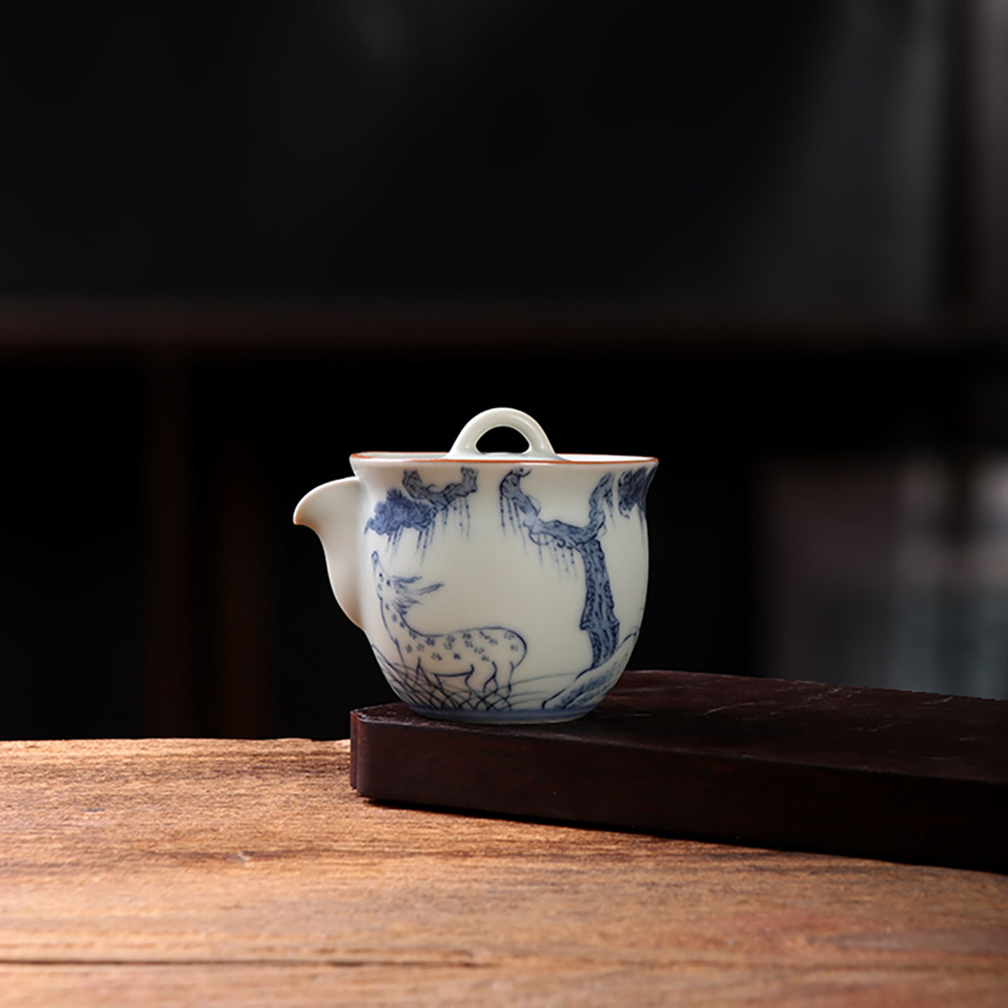 釉下贴绘宝瓶手抓壶青花瓷泡茶壶亚青单壶陶瓷复古太阳花中式