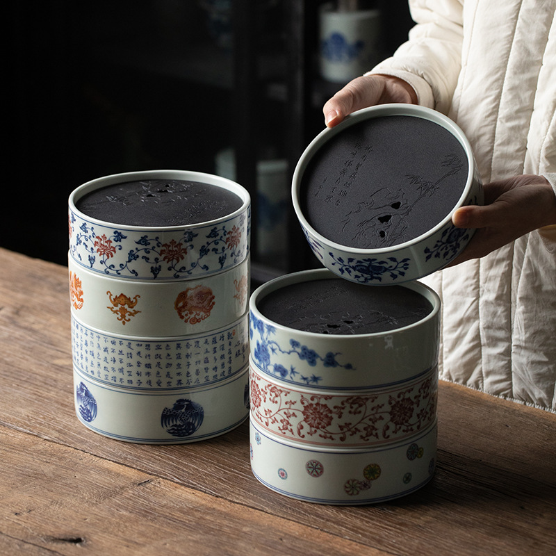 复古风中式青花瓷壶承