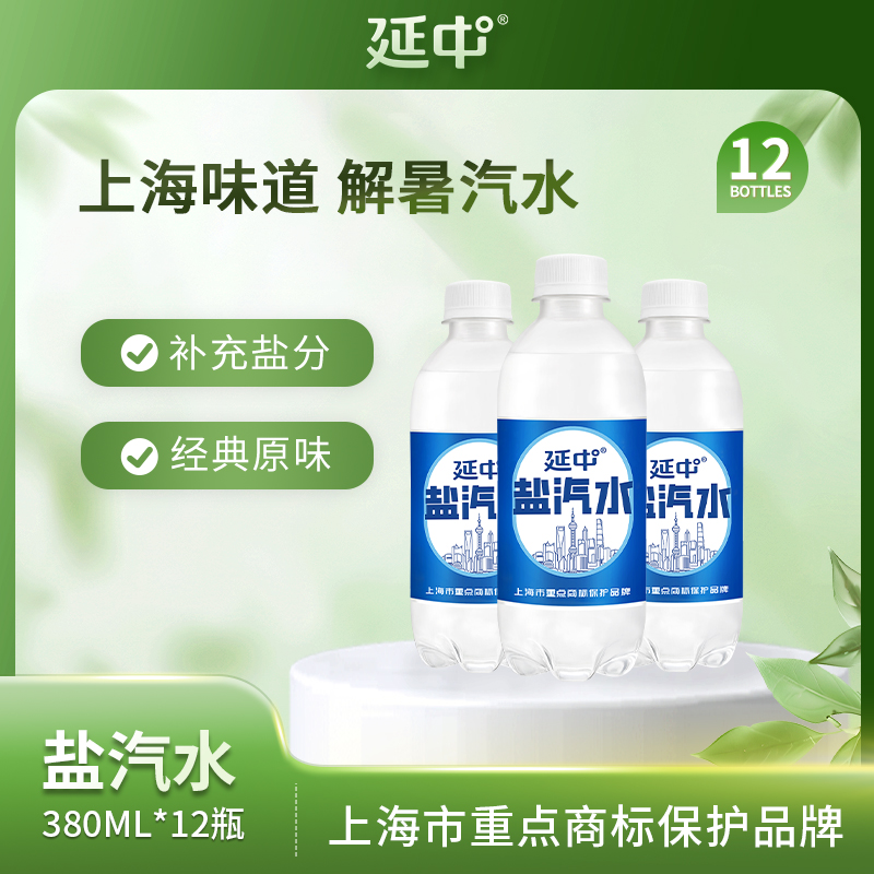 【延中】盐汽水380ML*12瓶/箱 夏日碳酸汽水饮料