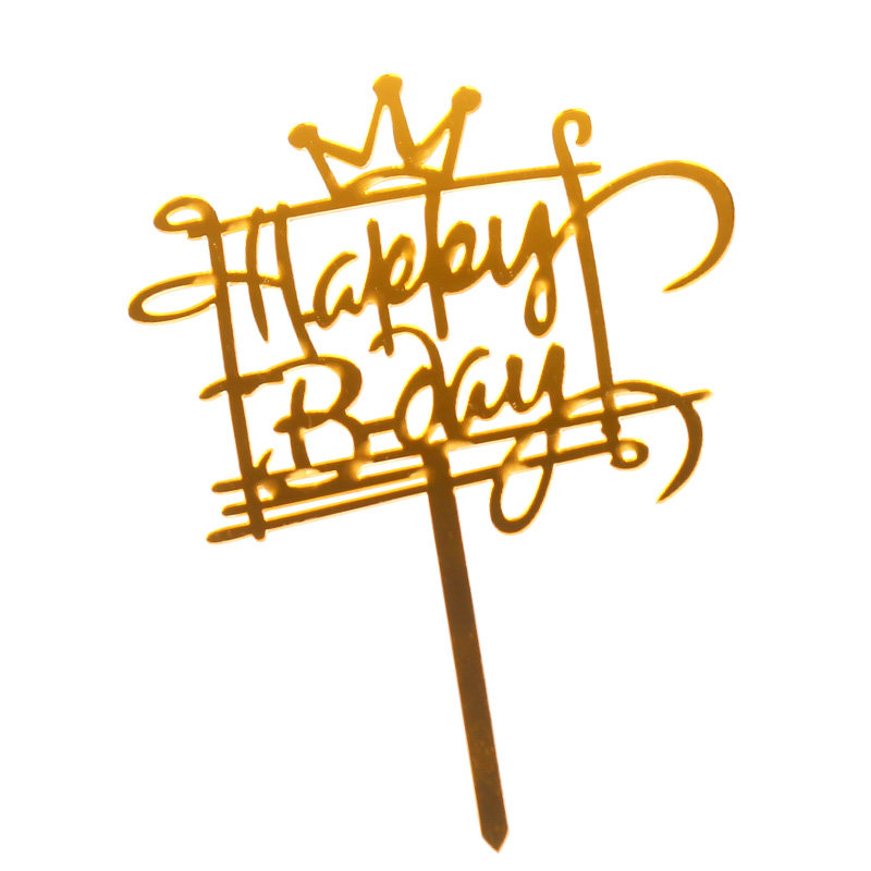 50枚装非简配版镜面亚克力插牌生日快乐蛋糕装饰插件摆件网红烘焙