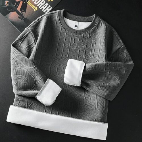 冬季加绒加厚日系卫衣男潮流ins潮牌衣服长袖锁温保暖卫衣男