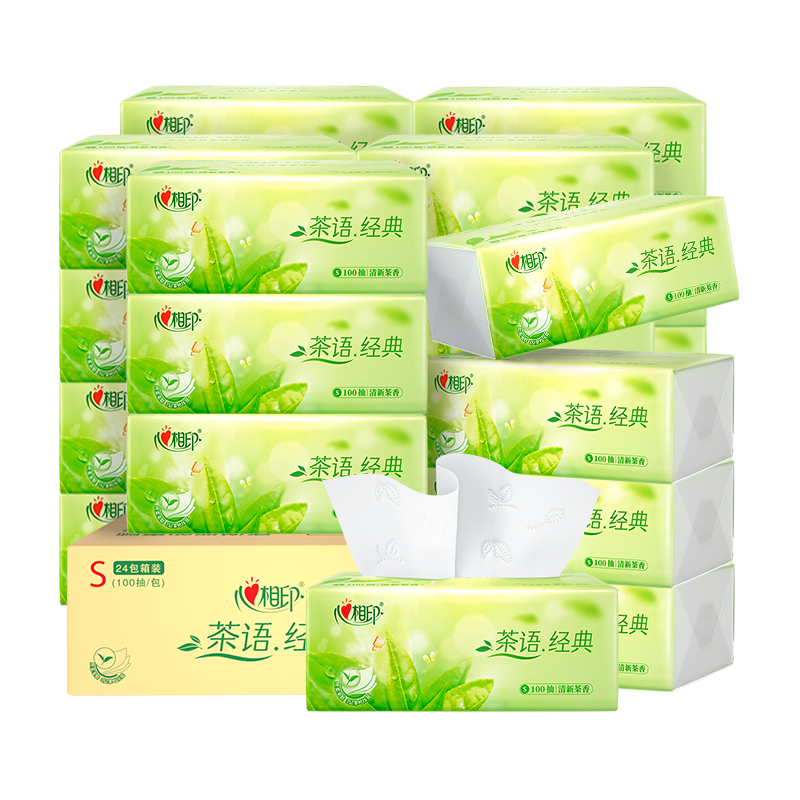 心相印抽纸100抽12包茶香