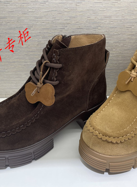 tigrisso蹀愫2025年冬季复古袋鼠鞋厚底马丁靴女短靴子TA65711-51