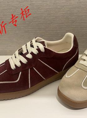 碟愫女鞋2025春季复古红色德训鞋女厚底板鞋休闲运动鞋TA65163-50