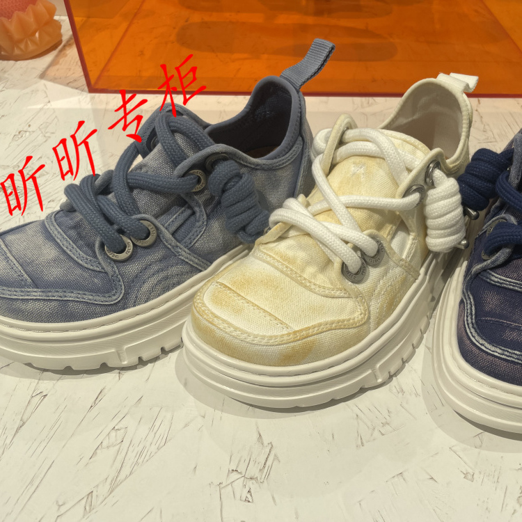 复古超轻帆布鞋丑萌鞋厚底女鞋