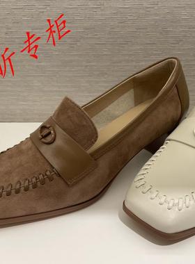 tigrisso蹀愫女鞋2025春季方头乐福鞋粗高跟浅口单鞋女TA65104-13