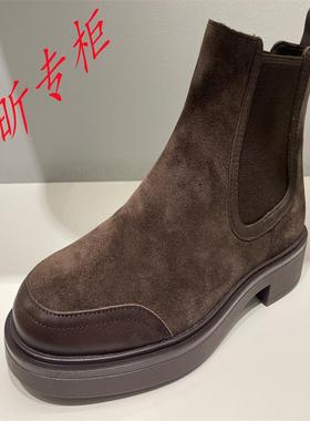 tigrisso蹀愫女鞋2024冬款英伦西部切尔西靴粗跟短靴子TA54719-51