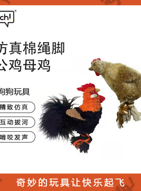 fetch飞奇狗狗玩具毛绒发声棉绳金毛边牧中小型犬磨牙仿真鸡解闷