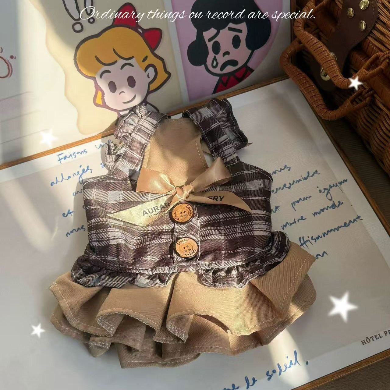宠物狗狗衣服春夏装猫咪格子蝴蝶结裙子中小型犬泰迪比熊雪纳瑞