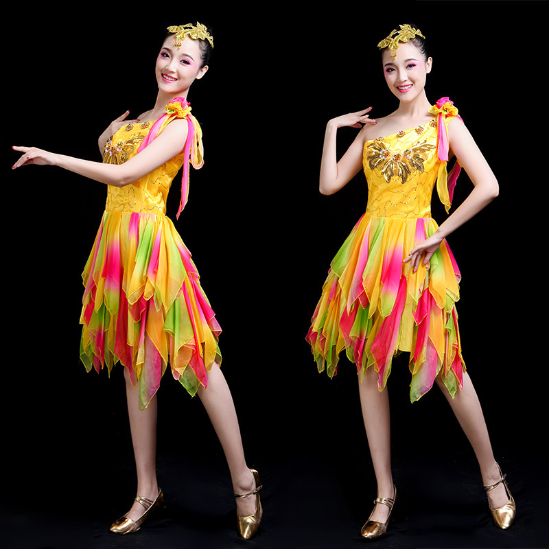 现代舞时尚亮片青春短裙演出服女