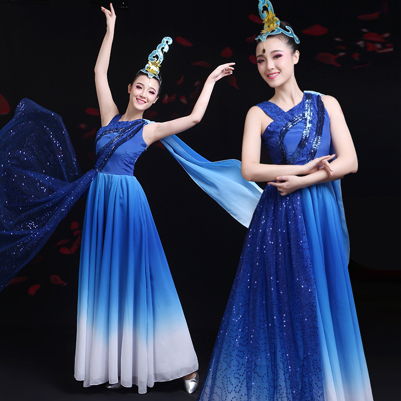 Opening Big swing skirt costume new pattern atmosphere blue Dance costume clothing Dancers fashion Chorusin the Women's clothing/Boutique , Costume/National costume/Stage costumes , National costume/Costumes  category - from Buy2taobao.com to provide professional Taobao agent buy service