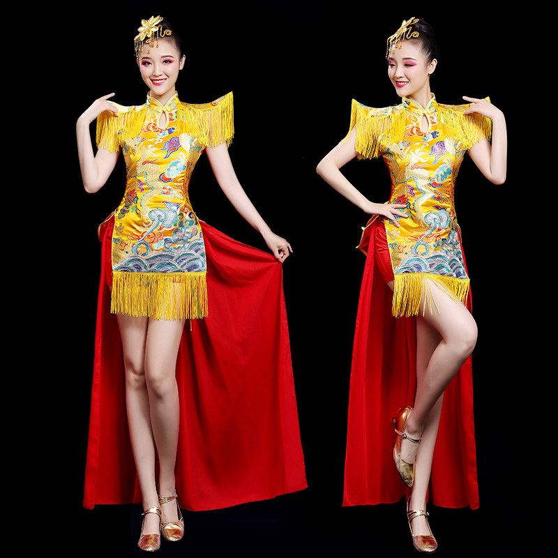 打鼓服演出服女中国风套装舞蹈服装现代打架子鼓腰鼓服喜庆水鼓舞