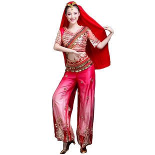 印度舞演出服异国风情天竺少女舞蹈服装传统沙丽表演服女成人套装