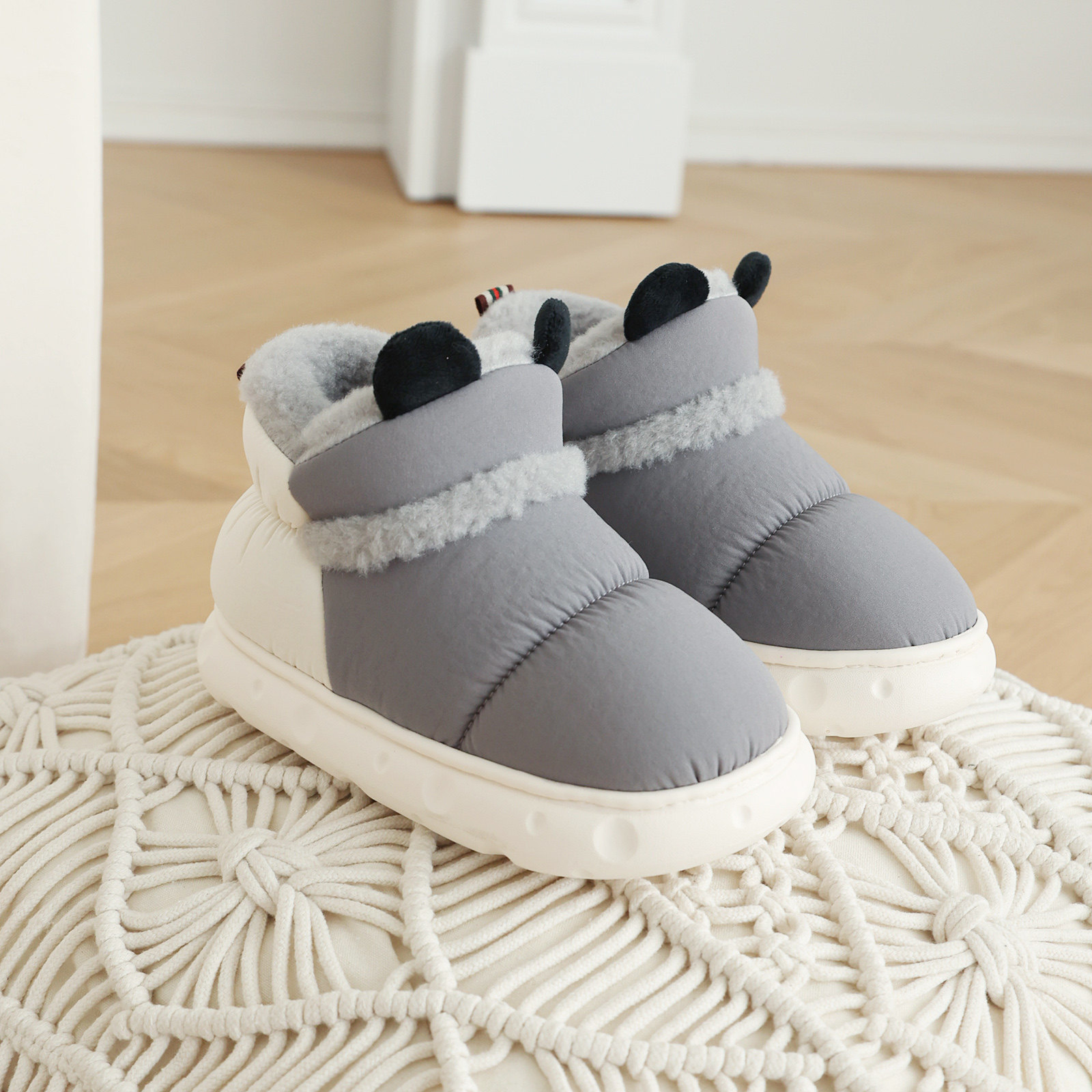 冬季新款保暖加绒包跟棉拖鞋男女童室内居家防滑宝宝棉拖儿童棉鞋