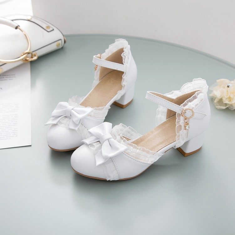 夏季女童凉鞋中大童Lolita小女孩包头洛丽塔高跟橡胶底儿童公主鞋