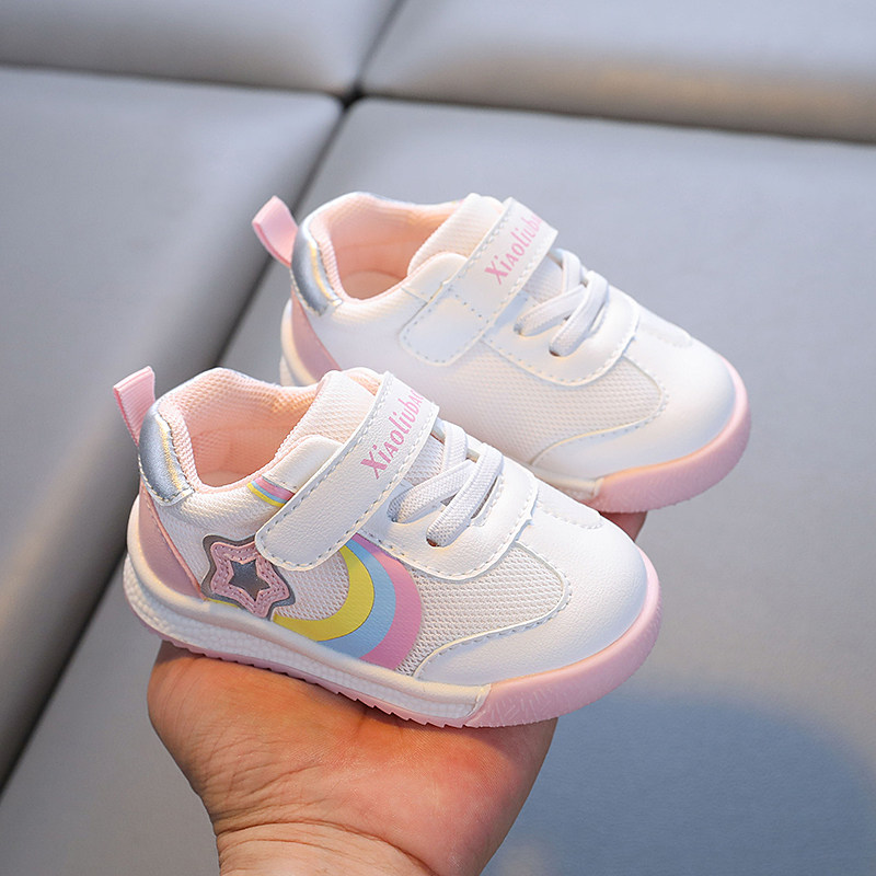 小溜宝宝1-3岁透气学步鞋防滑软底阿甘鞋男女小童运动机能小白鞋