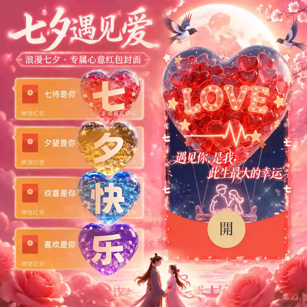 七夕微信红包封面浪漫告白vx礼物给老婆女朋友仪式感情人节快乐