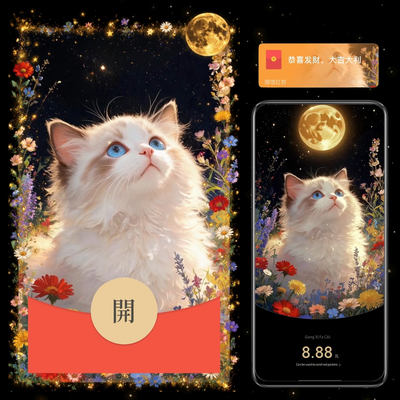 月亮猫微信红包封面vx皮肤动漫原创中秋节快乐动态序列号