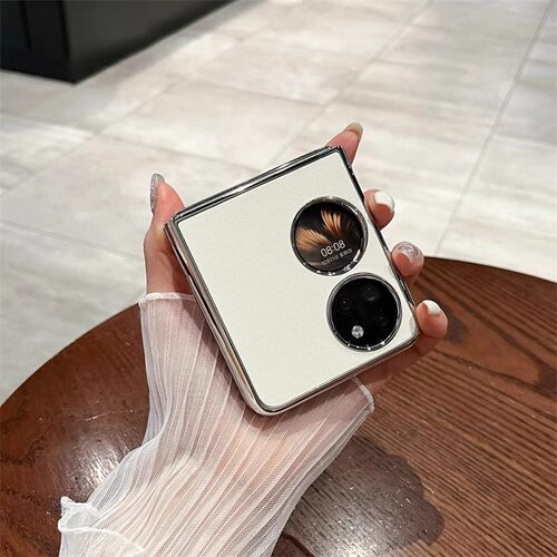 适用华为p50pocket电镀素皮商务