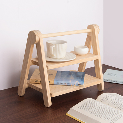 定制木质桌面置物架杯子下午茶点心多层收纳层架厨房ins风整理架