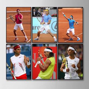 Rafael 饰画酒吧客厅球馆挂画 Nadal纳达尔网球体育运动明星海报装