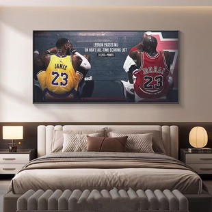 迈克尔乔丹挂画NBA客厅沙发背景装饰画篮球主题明星海报卧室壁画