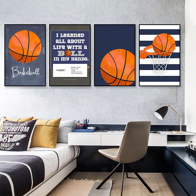 篮球主题装饰画NBA乔丹科比体育馆励志海报壁画男孩卧室床头挂画